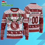 Personalized Ncaa Oklahoma Sooners Special Reindeer Light Ugly Christmas Sweater