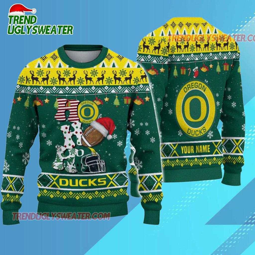 Ncaa Oregon Ducks Football Ho Ho Ho Ugly Christmas Sweater