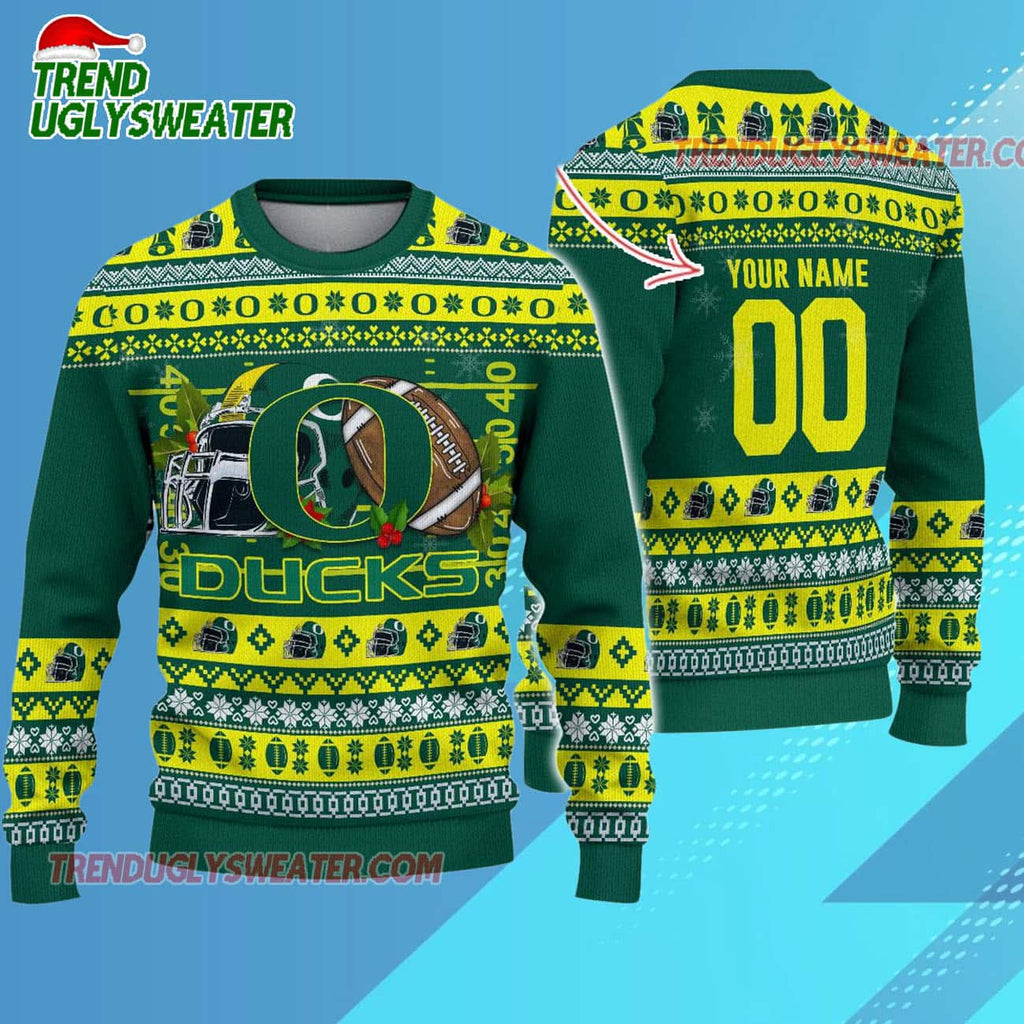 Ncaa Oregon Ducks Logo Team Football Custom Christmas Ugly Sweater