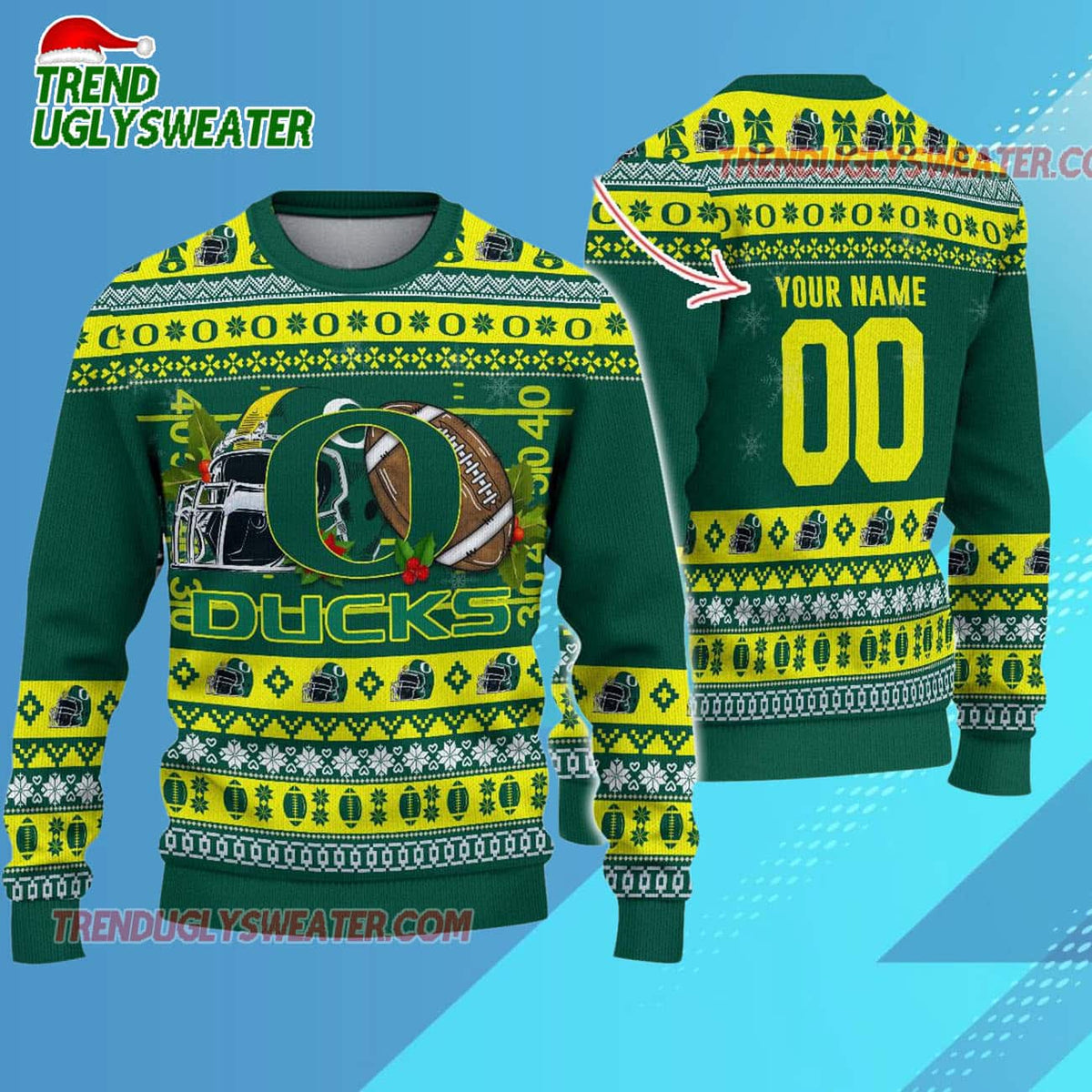 Ncaa Oregon Ducks Logo Team Football Custom Christmas Ugly Sweater