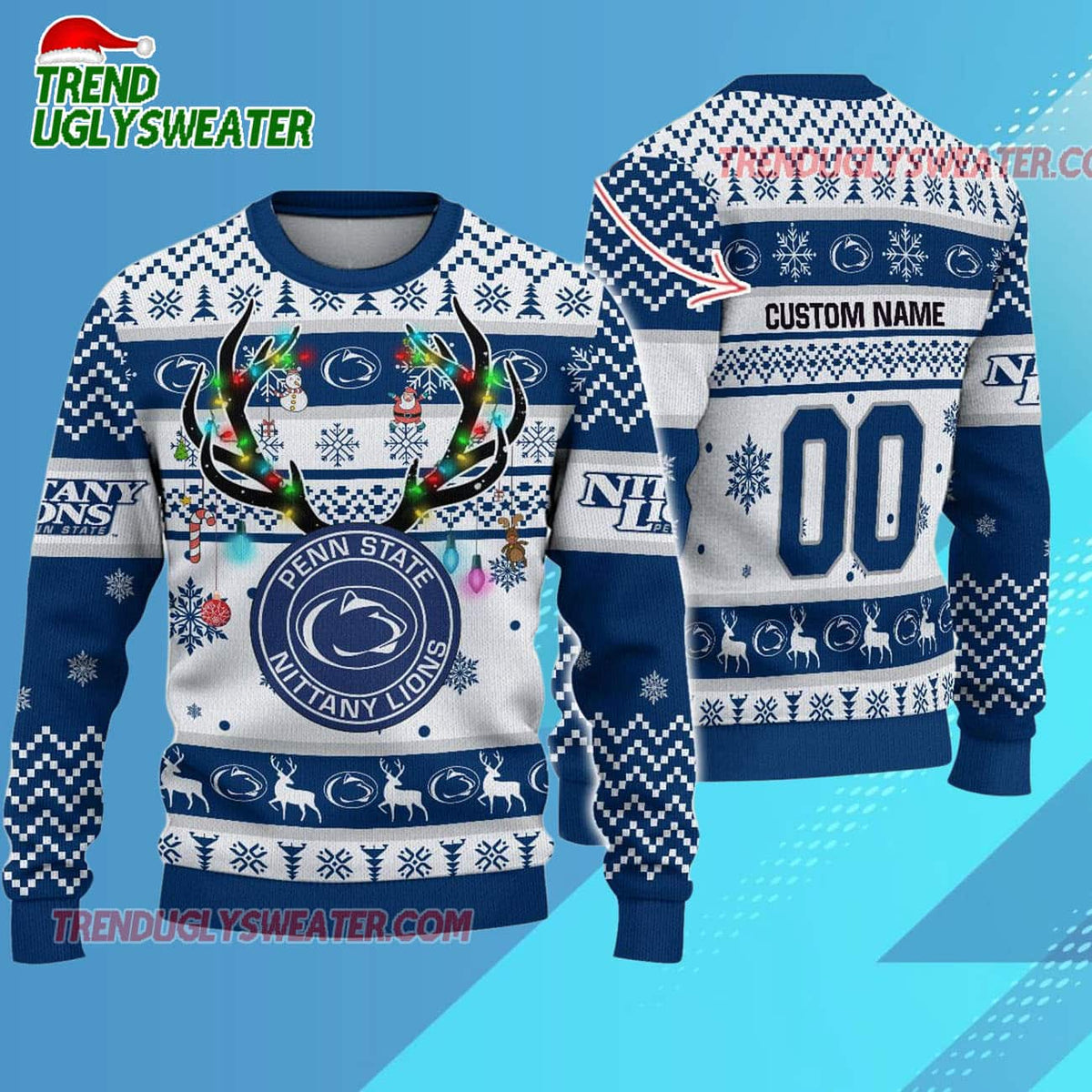 Personalized Ncaa Penn State Nittany Lions Special Reindeer Light Ugly Christmas Sweater