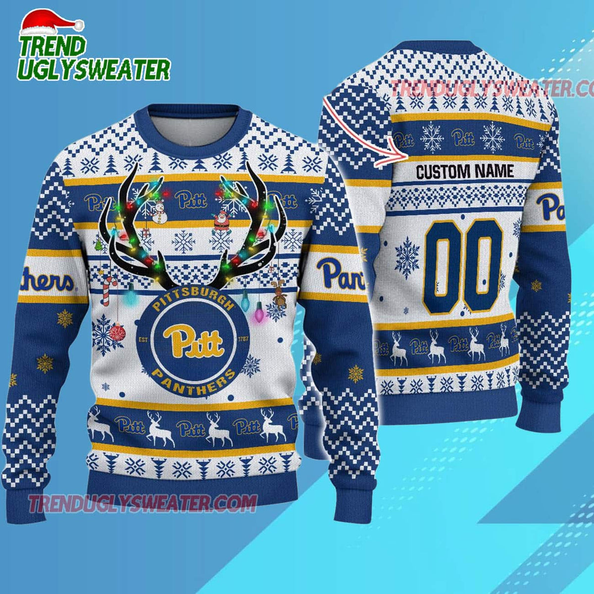 Personalized Ncaa Pittsburgh Panthers Special Reindeer Light Ugly Christmas Sweater