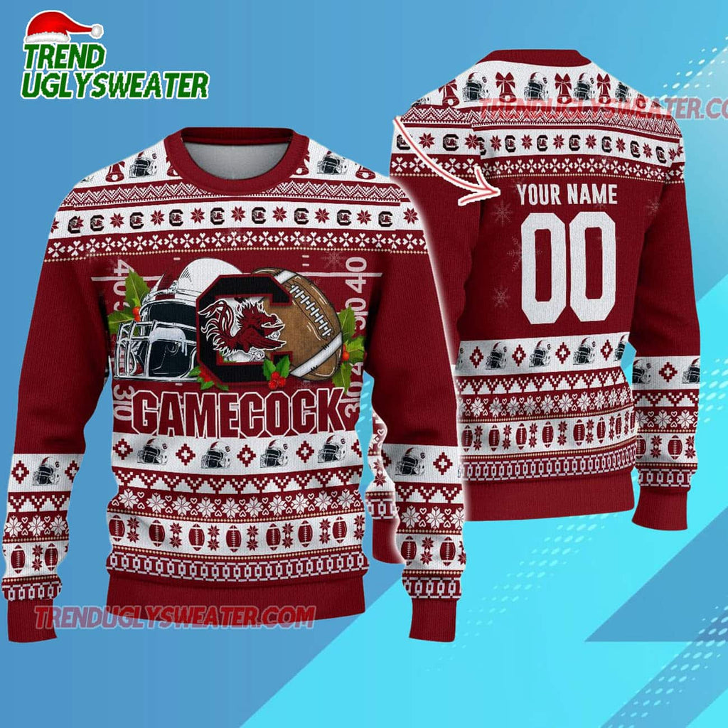Ncaa South Carolina Gamecocks Logo Team Football Custom Christmas Ugly Sweater
