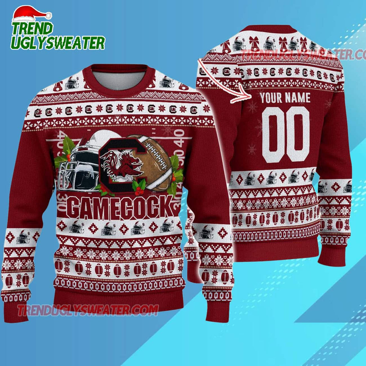 Ncaa South Carolina Gamecocks Logo Team Football Custom Christmas Ugly Sweater