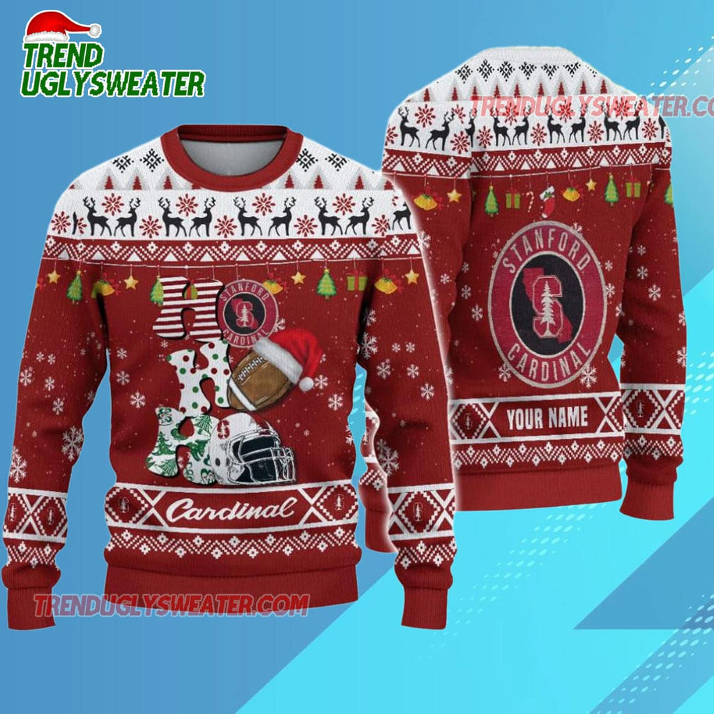 Ncaa Stanford Cardinal Football Ho Ho Ho Ugly Christmas Sweater