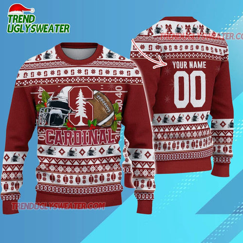 Ncaa Stanford Cardinal Logo Team Football Custom Christmas Ugly Sweater