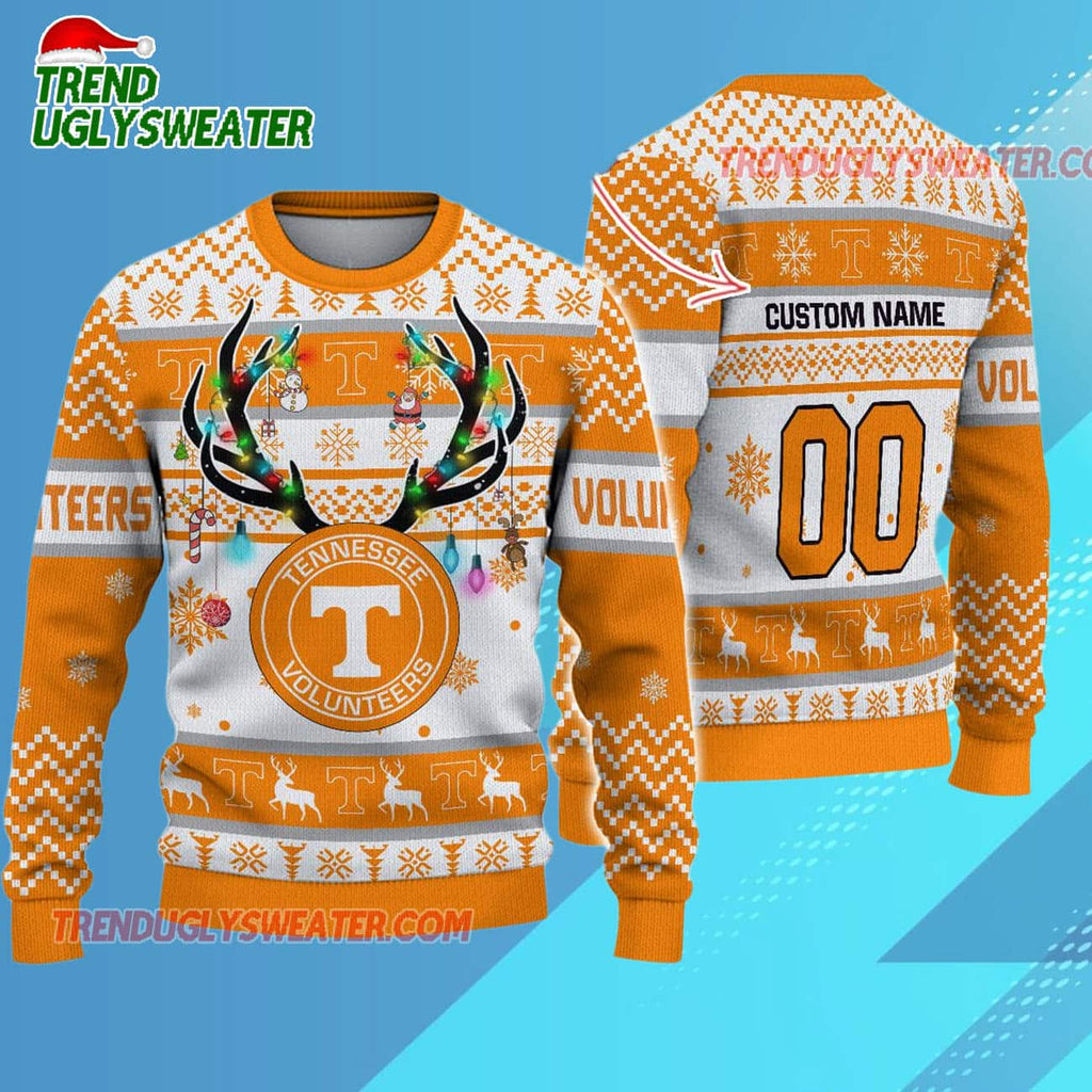 Personalized Ncaa Tennessee Volunteers Special Reindeer Light Ugly Christmas Sweater