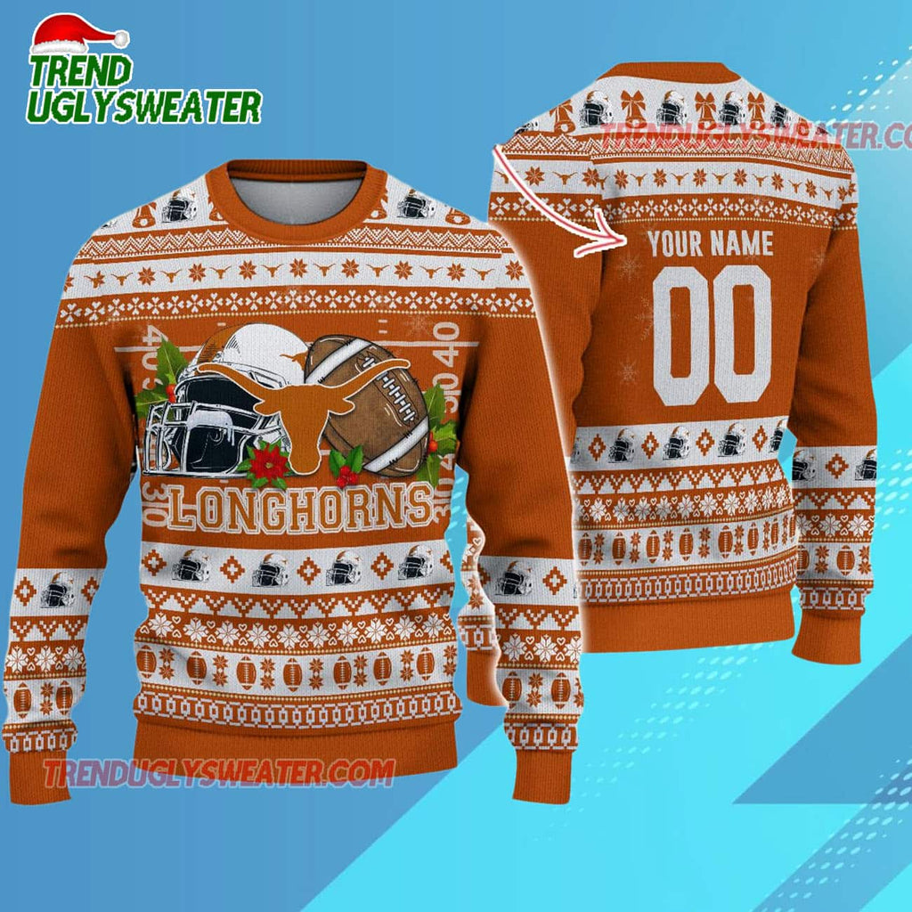 Ncaa Texas Longhorns Logo Team Football Custom Christmas Ugly Sweater