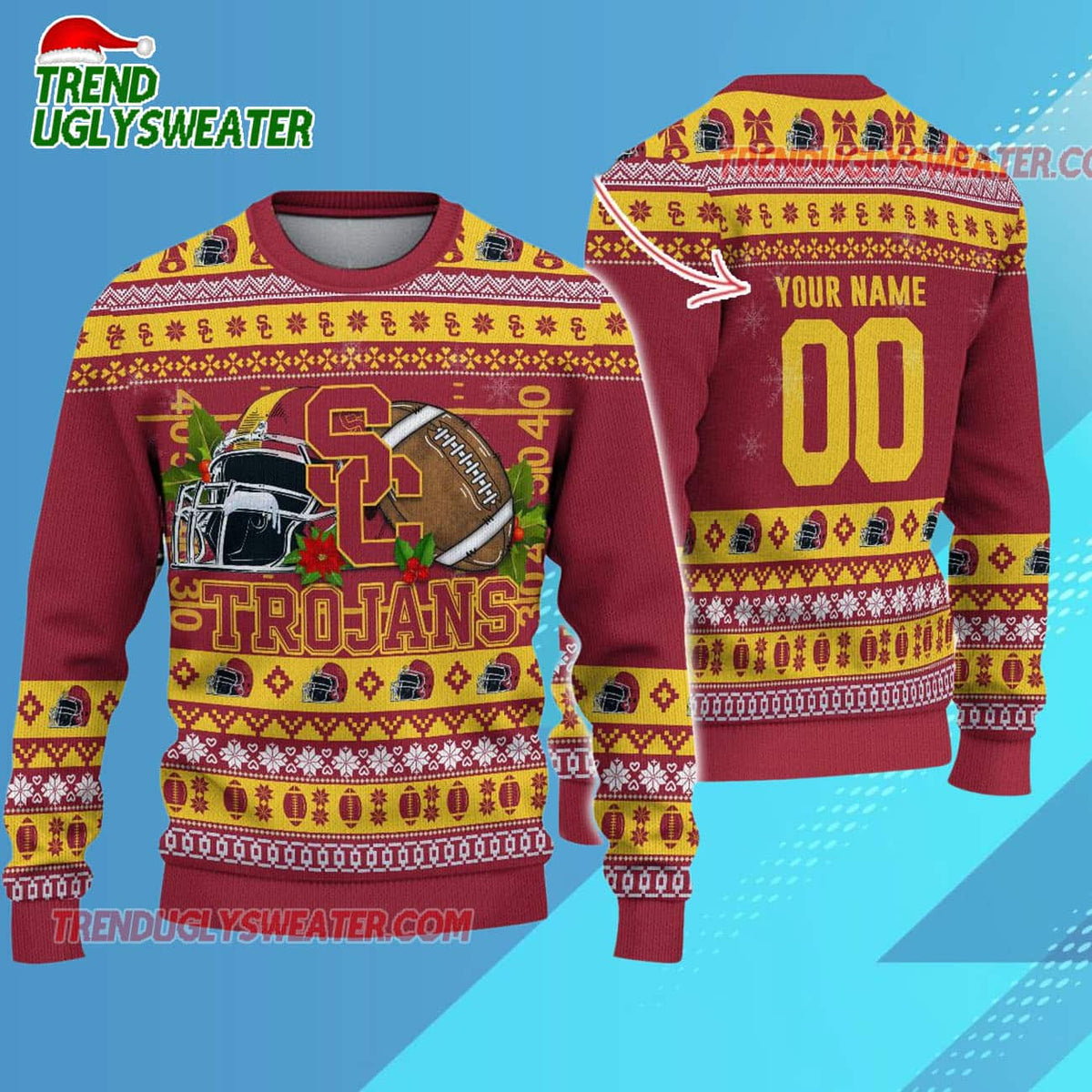 Ncaa Usc Trojans Logo Team Football Custom Christmas Ugly Sweater