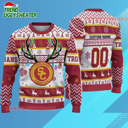 Personalized Ncaa Usc Trojans Special Reindeer Light Ugly Christmas Sweater