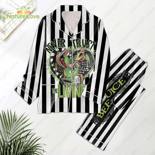 Never Trust The Living Beetlejuice Beetlejuice Horror Pajamas Set