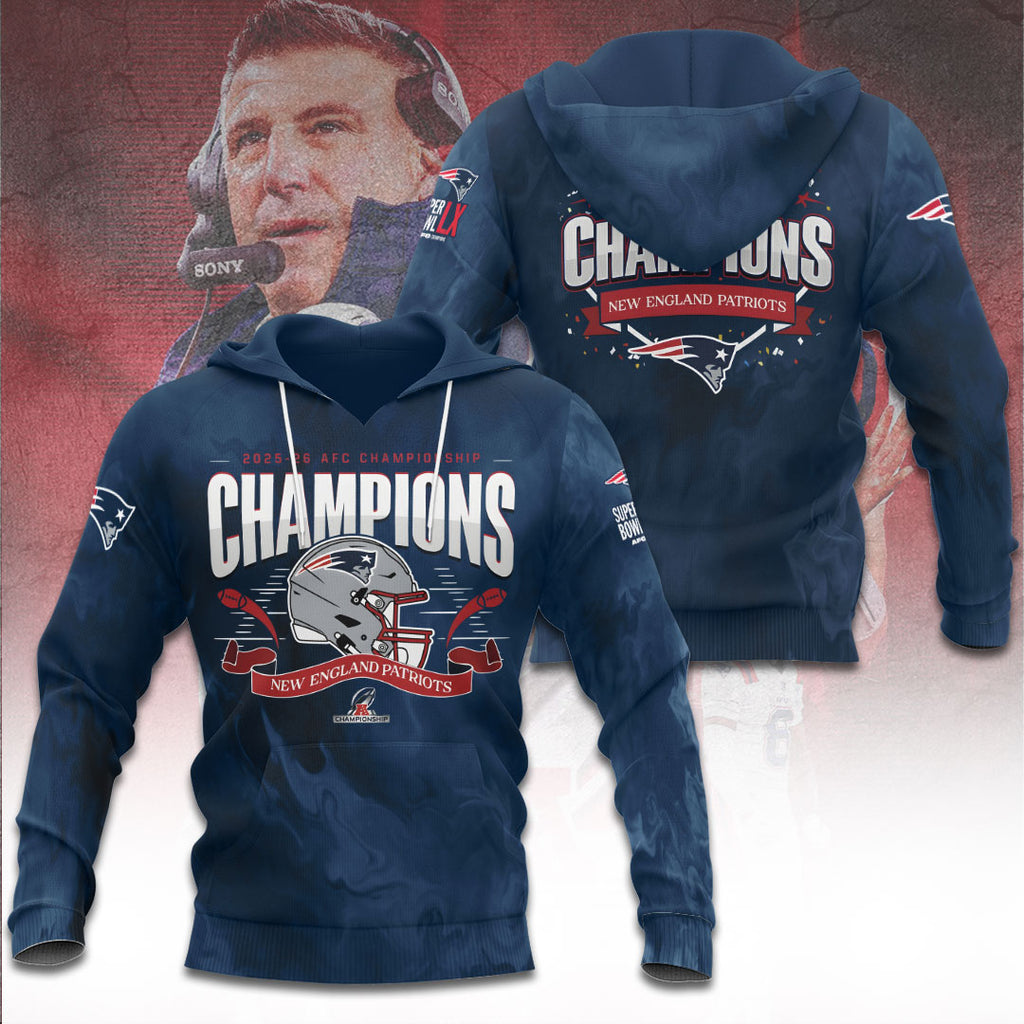 New England Patriots 2025 AFC Champions 3D Apparel – TANTN20622