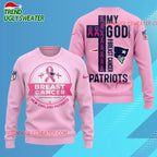 New England Patriots 2025 NFL My God Is Stronger Than Breast Cancer Chritmas Sweater
