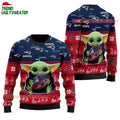 New England Patriots Baby Yoda Hug The Ball Christmas Ugly Sweater