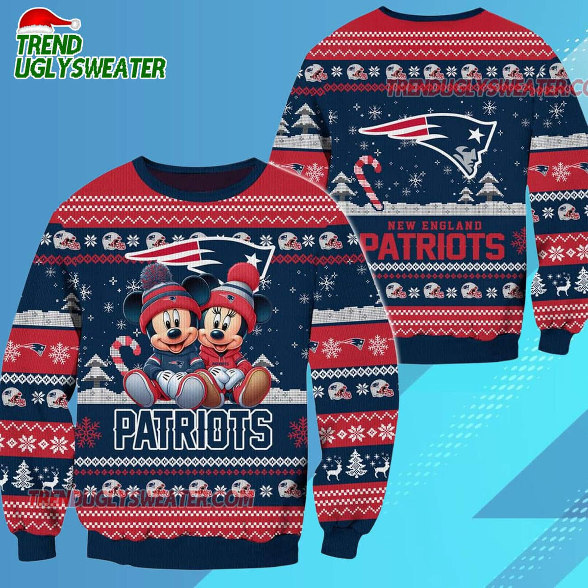 New England Patriots NFL Mickey Minnie Ugly Christmas Sweater