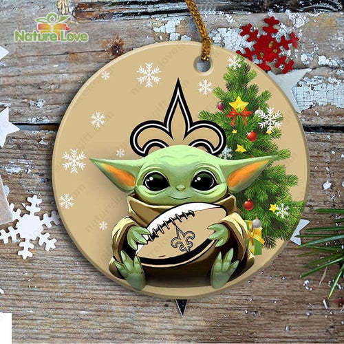 New Orleans Saints Baby Yoda Ornament Christmas Tree Decorations NFL Gifts