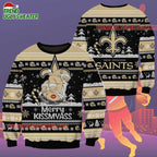 New Orleans Saints Merrykissmyass Funny Santa Claus Christmas Ugly Sweater