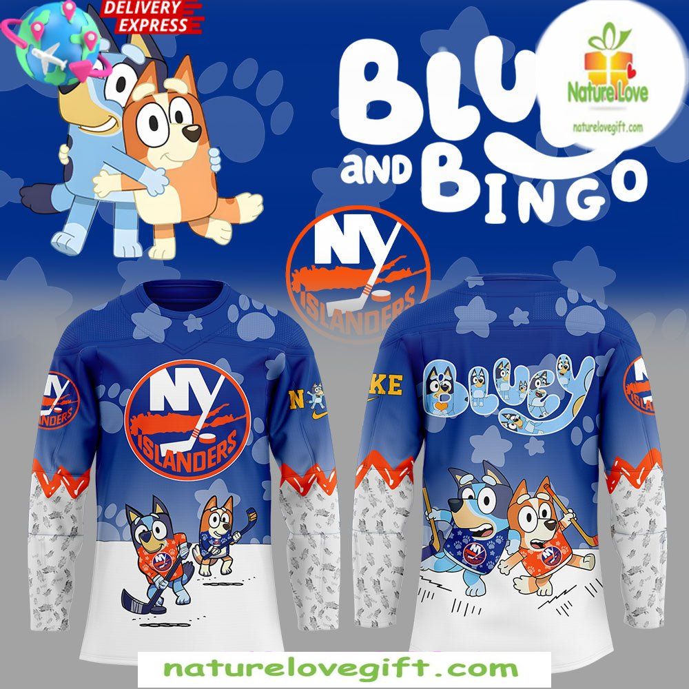 New York Islanders Bluey Bingo Hockey Jersey Kids Special