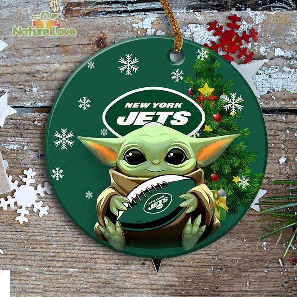 New York Jets Baby Yoda Ornament Christmas Tree Decorations NFL Gifts