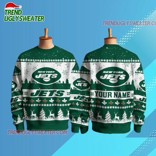 Personalized New York Jets Nfl Snow Ugly Christmas Sweater