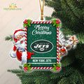 New York Jets Santa And Reindeer Funny Christmas Ornament NFL Gift