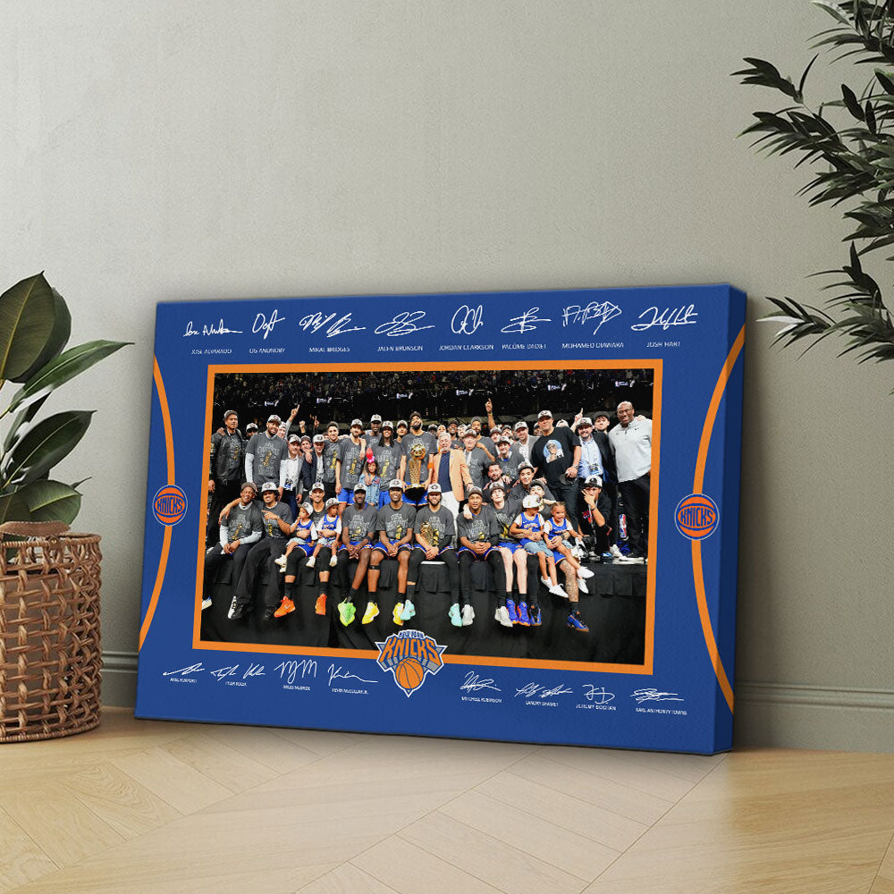 New York Knicks 2026 NBA Finals Champions Rectangle Canvas With Inner Frame – HOATT18631