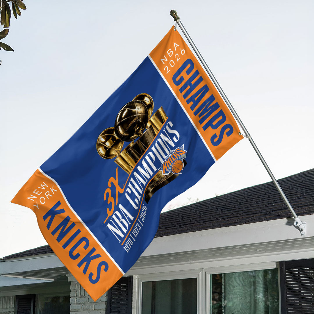 New York Knicks 2026 NBA Finals Champions 3D Double-side House Flag – HOATT18623