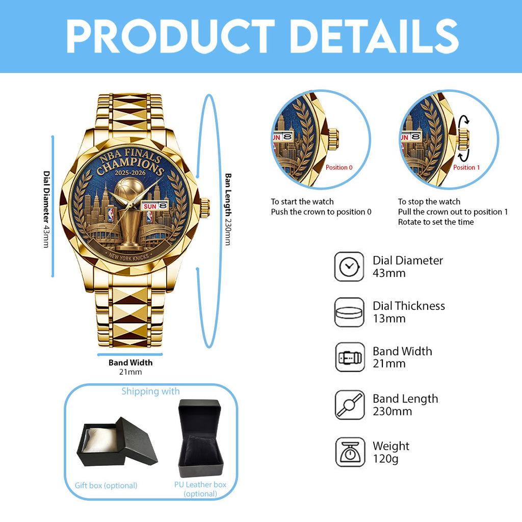 New York Knicks NBA Finals Champions 2026 Alloy Luxury Quartz Watch – TANTN23630