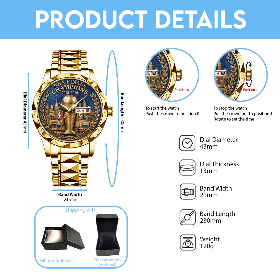 New York Knicks NBA Finals Champions 2026 Alloy Luxury Quartz Watch – TANTN23630