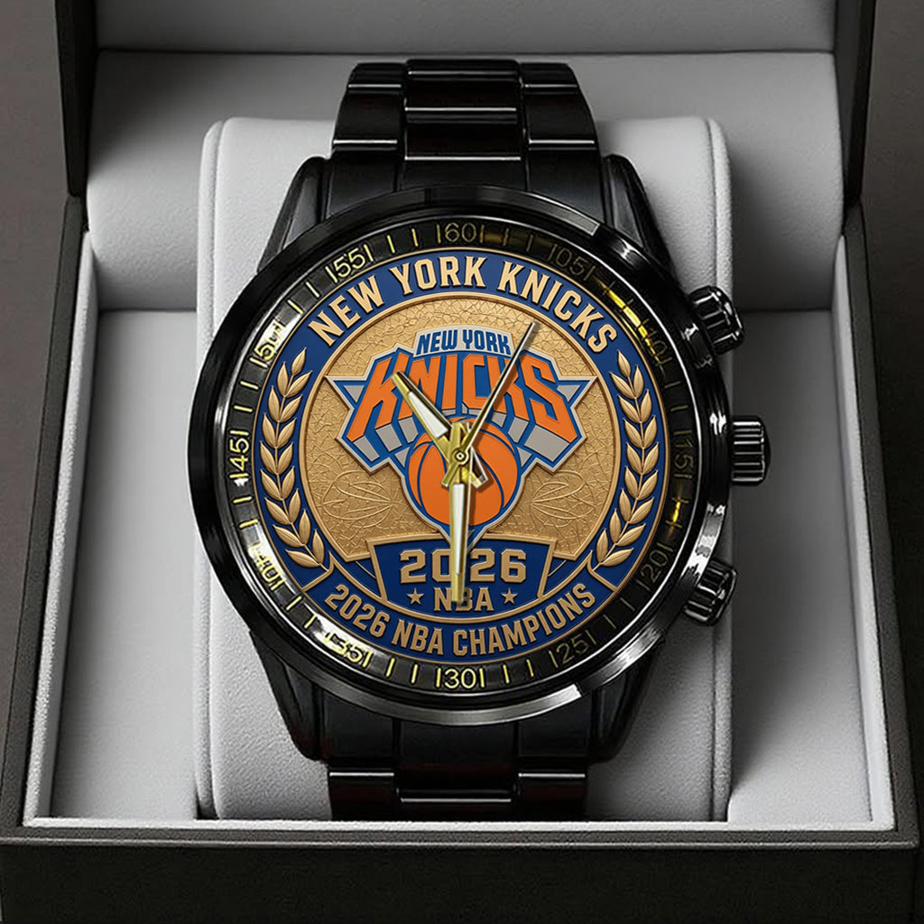 New York Knicks NBA Finals Champions 2026 Black Stainless Steel Watch – TANTN23768