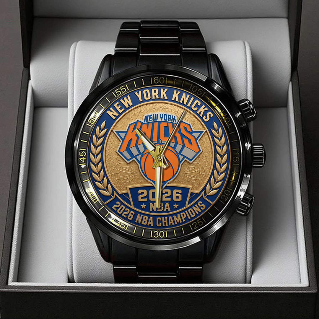New York Knicks NBA Finals Champions 2026 Black Stainless Steel Watch – TANTN23768