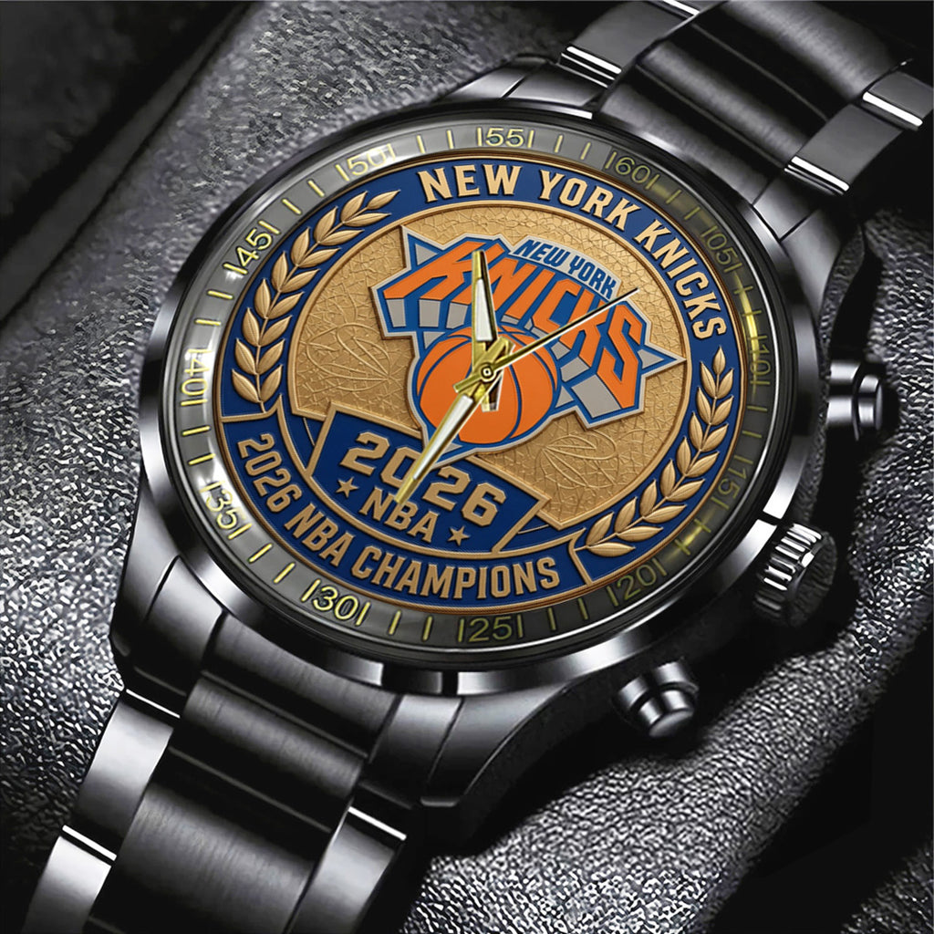 New York Knicks NBA Finals Champions 2026 Black Stainless Steel Watch – TANTN23768