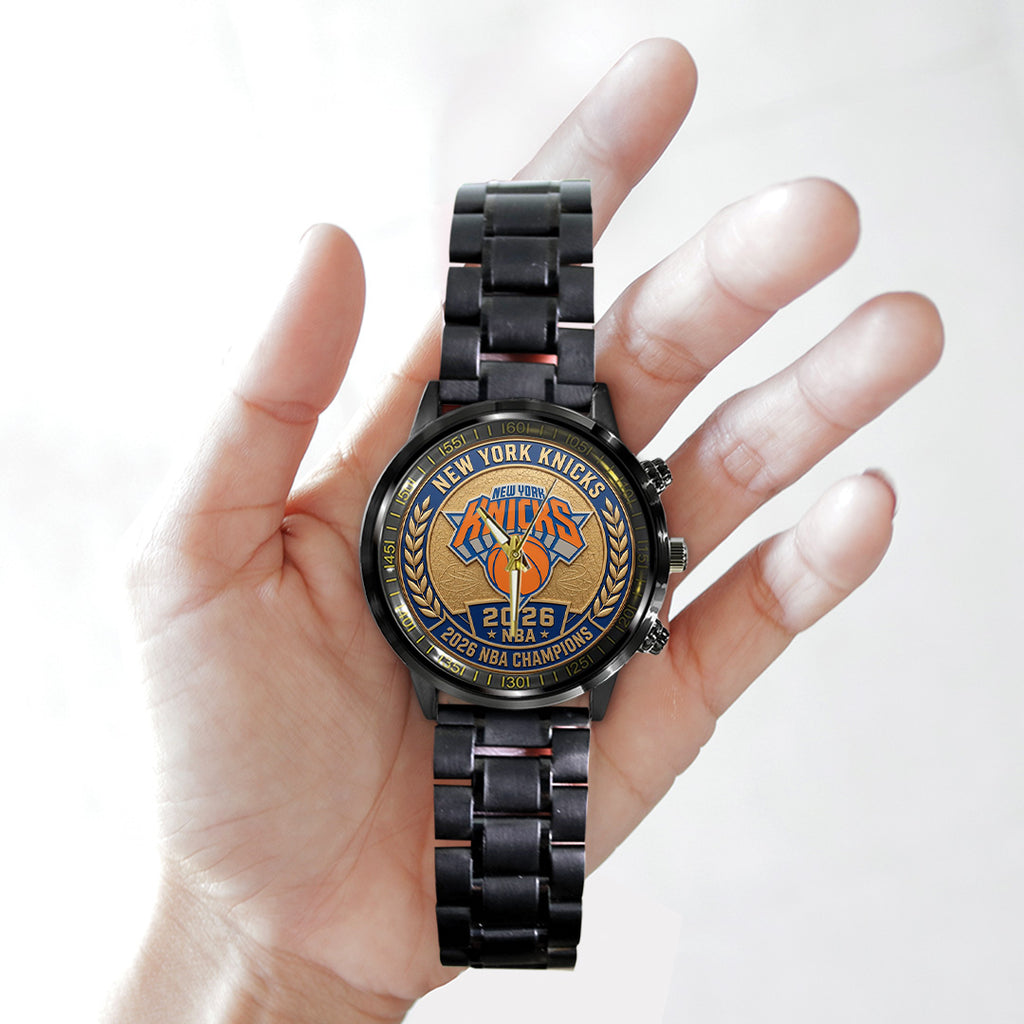 New York Knicks NBA Finals Champions 2026 Black Stainless Steel Watch – TANTN23768