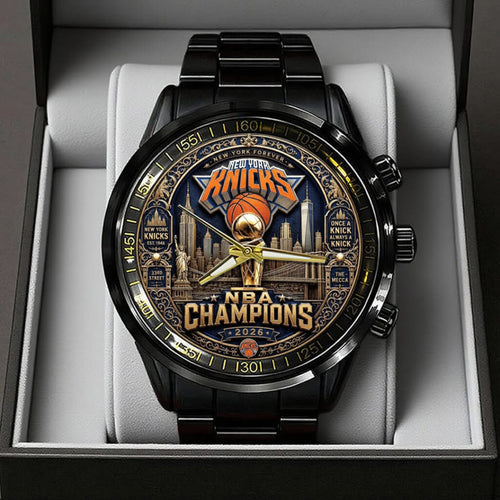 New York Knicks NBA Finals Champions 2026 Black Stainless Steel Watch - TANTN24141