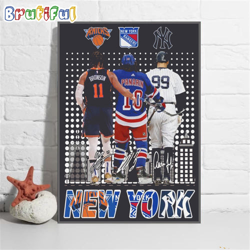 New York Knicks New York Yankees New York Rangers Team Logo Spoty Wall Art Poster Canvas