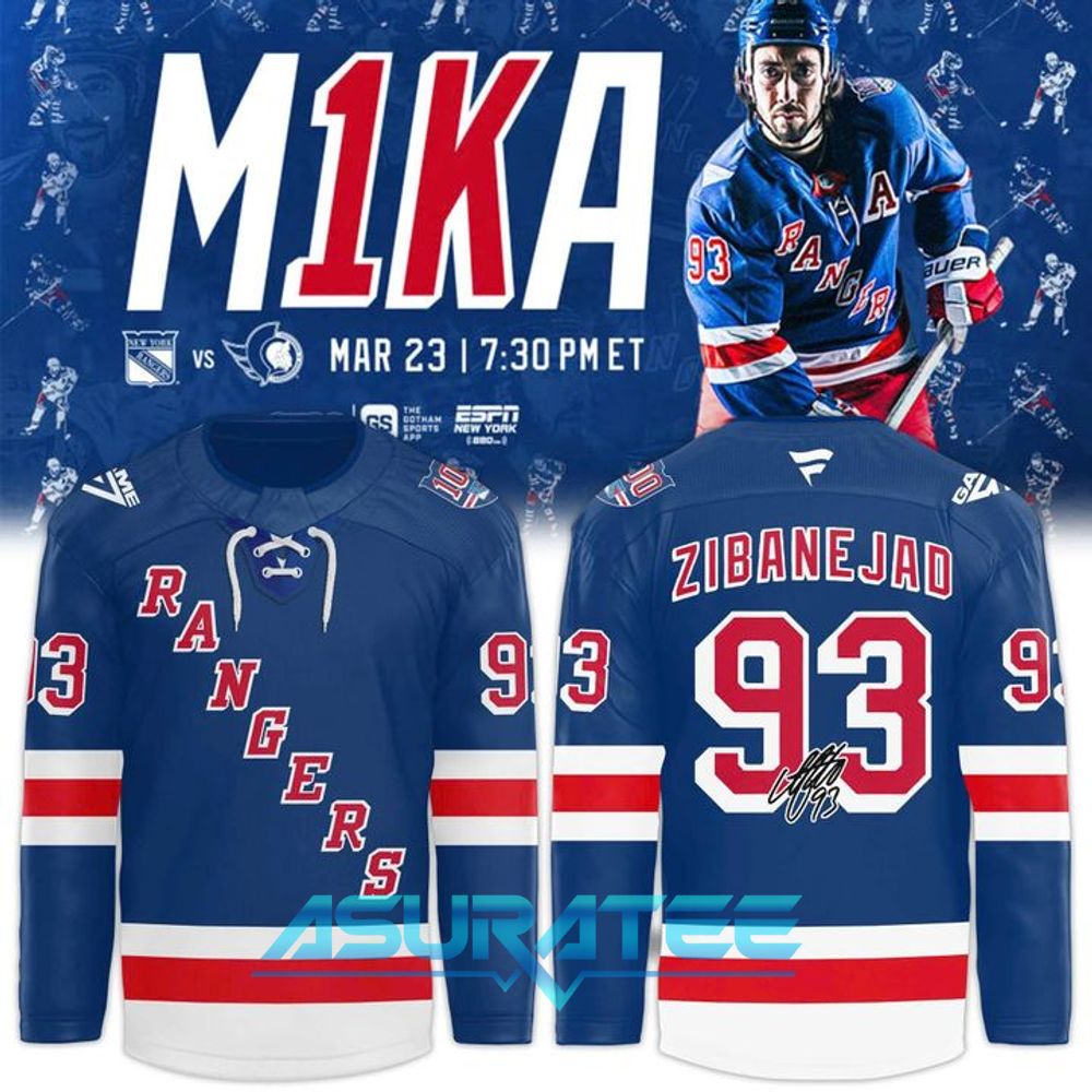 New York Rangers x Mika Zibanejad 1,000th NHL Game Hockey Jersey