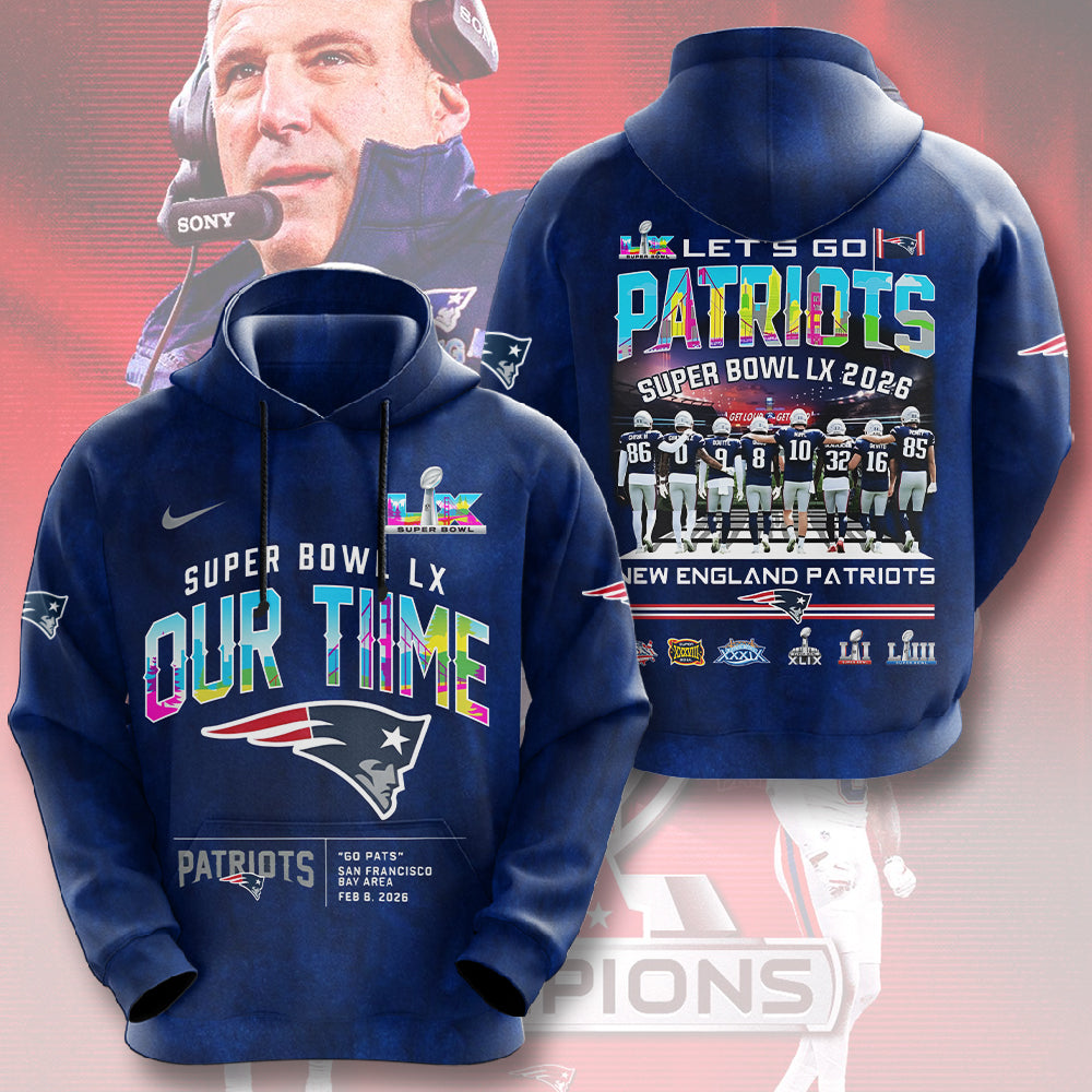 New England Patriots 2025 AFC Champions 3D Apparel – TMTHU3464