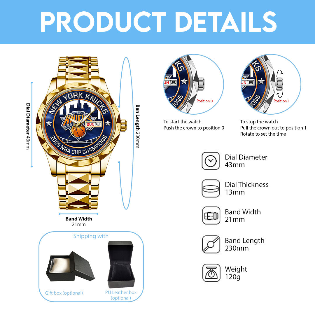 New York Knicks 2025 NBA Cup Champions Alloy Luxury Quartz Watch – TMTHU2719