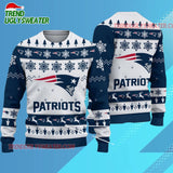 Nfl New England Patriots 2025 Reindeer Christmas Tree Ugly Xmas Sweater