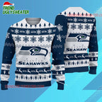 Nfl Seattle Seahawks 2025 Reindeer Christmas Tree Ugly Xmas Sweater
