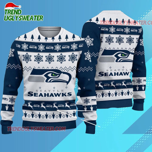 Nfl Seattle Seahawks 2025 Reindeer Christmas Tree Ugly Xmas Sweater