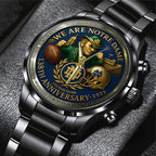 Personalized Notre Dame Fighting Irish Football 138th Anniversary 2025 Black Stainless Steel Watch – TANTN16199