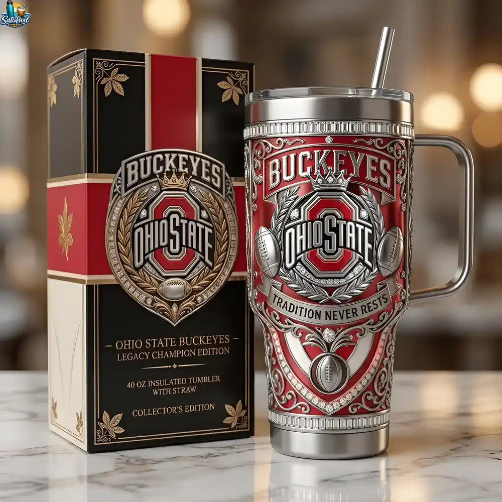Ohio State Buckeyes Tradition Never Rests 40oz Tumbler With Handle