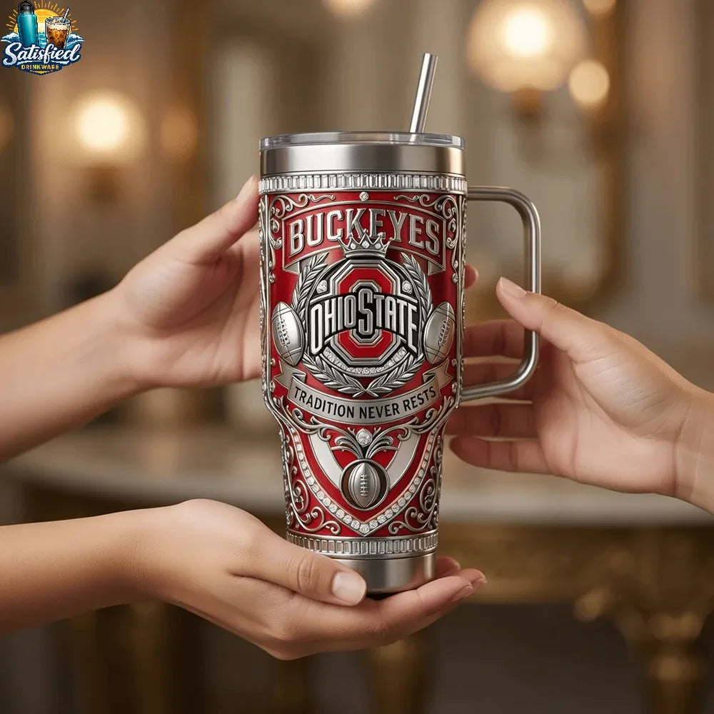 Ohio State Buckeyes Tradition Never Rests 40oz Tumbler With Handle