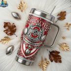 Ohio State Buckeyes Tradition Never Rests 40oz Tumbler With Handle