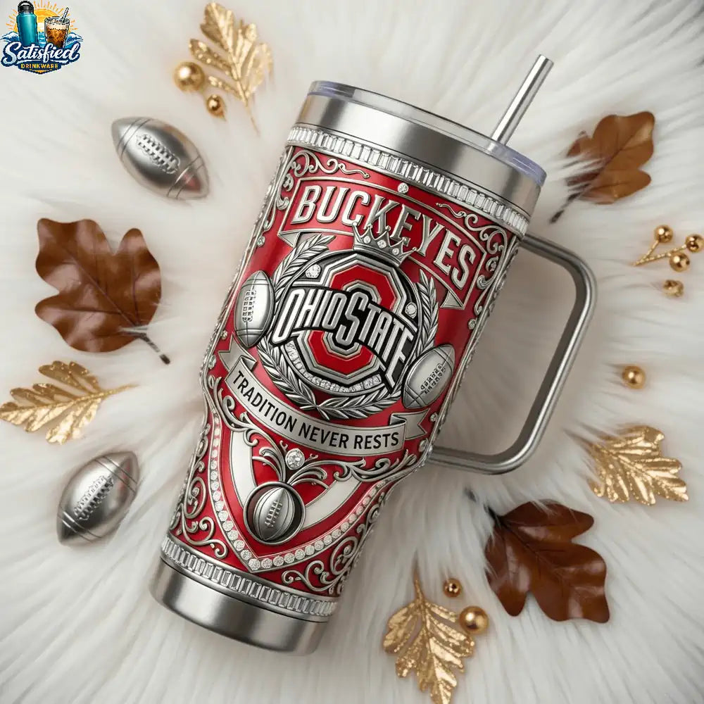 Ohio State Buckeyes Tradition Never Rests 40oz Tumbler With Handle