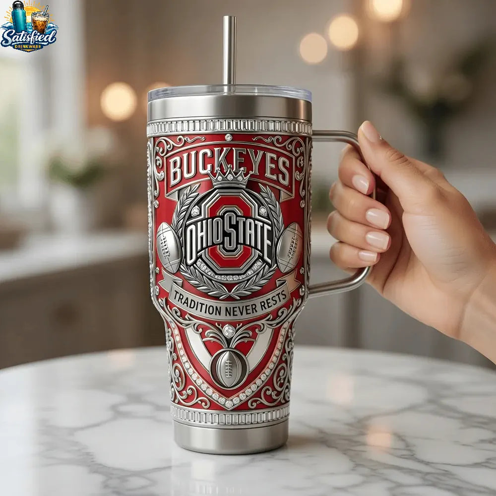 Ohio State Buckeyes Tradition Never Rests 40oz Tumbler With Handle