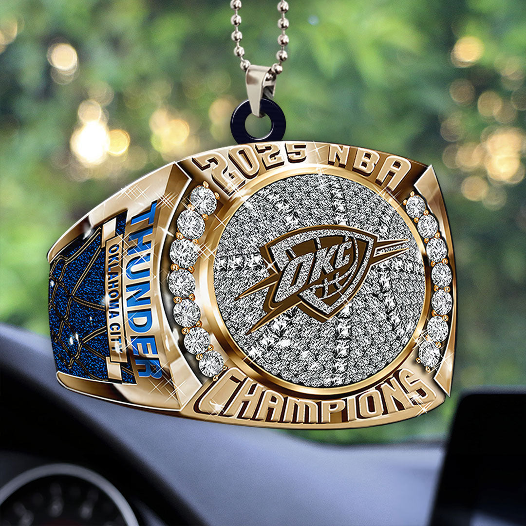 Oklahoma City Thunder 2025 NBA Champions Custom shape 2-sided Acrylic Car Ornament – HOATT 11389