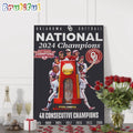 Oklahoma Sooners 2024 NCAA Softball Women’s College World Series 4X Consecutive Champions Poster Canvas