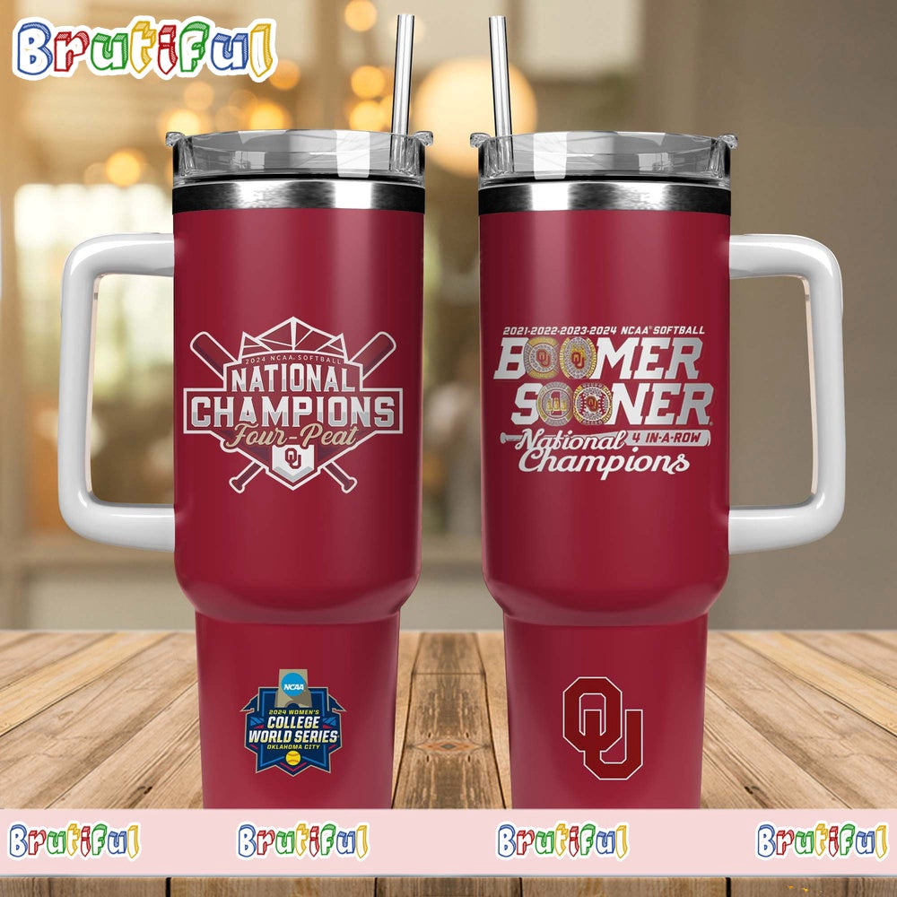 Oklahoma Sooners Four Peat NCAA Softball Women’s Champions Stanley Tumbler 40oz
